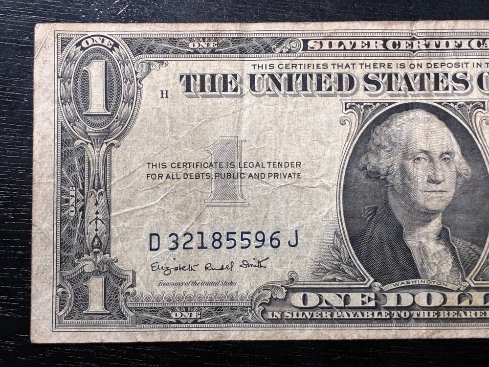 1935 $1 US Silver Certificate Blue Seal Banknote D32185596J