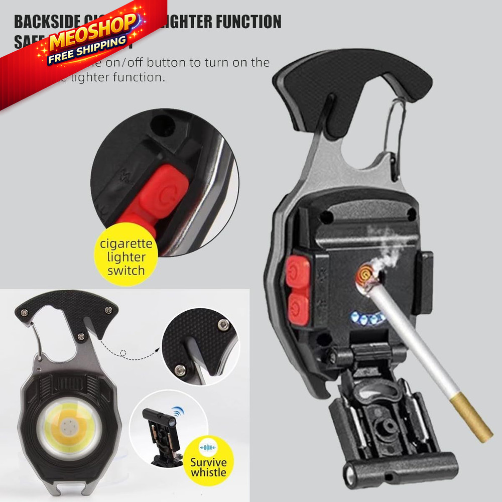 COB Keychain Work Light Flashlights 7 Modes Blue