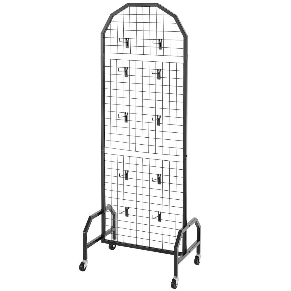 VEVOR 2 Pack Grid Wall Panel 1.9 x 5.4 ft Wire Display Rack with Wheels & Hooks