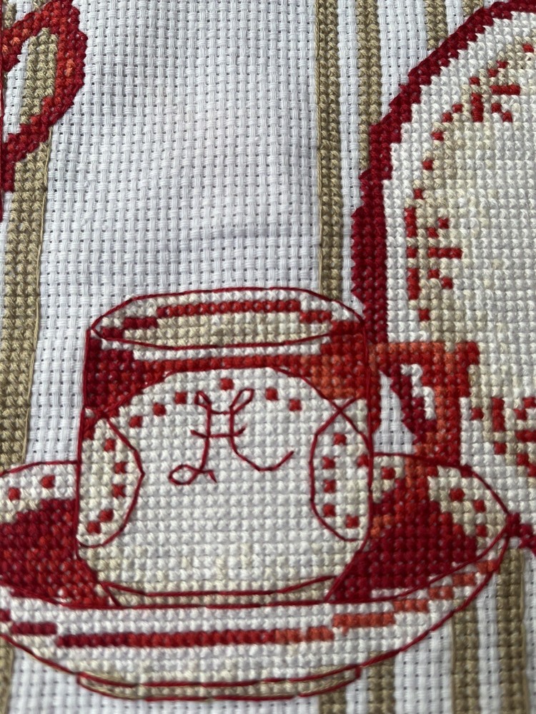 2 Pieces completed finished cross stitch Fruits&Table setting Kitchen decoration