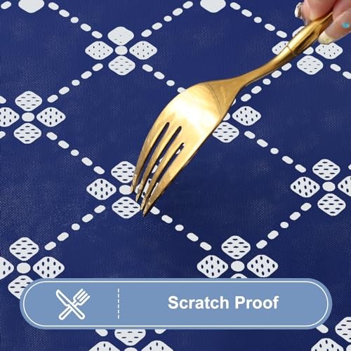 Rectangle Vinyl Table Cloth, Elastic Fitted 72" x 30" (Rectangular) 1 Navy
