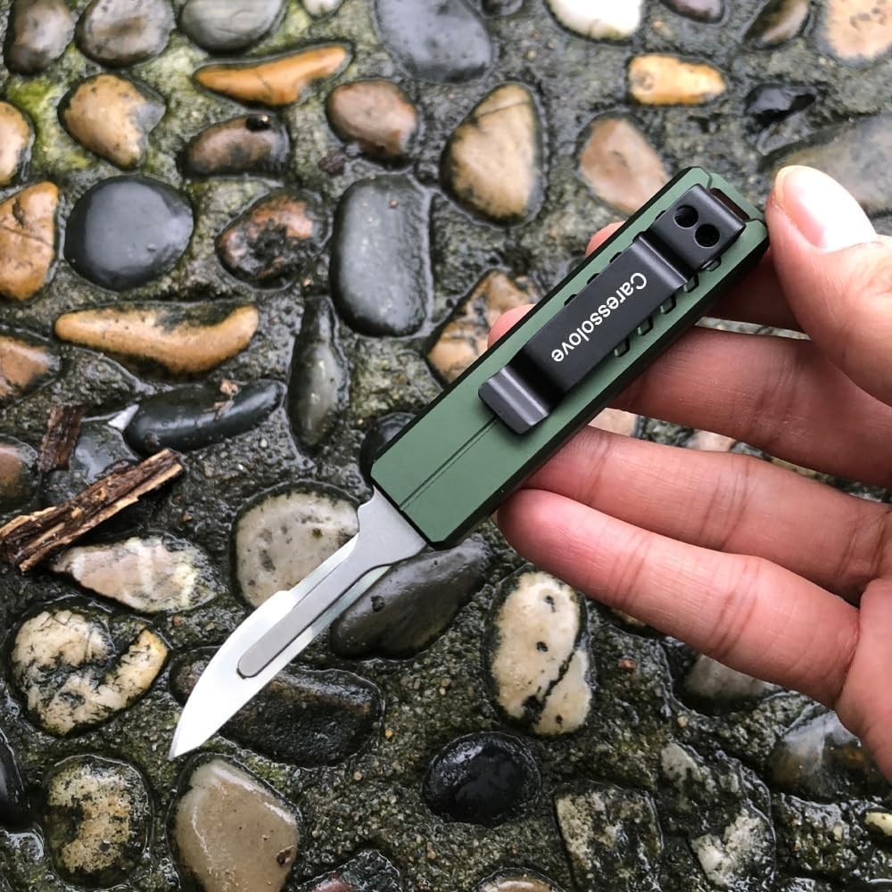 Automatic Utility Knife Safety Auto Box Cutter Retractable EDC Push Button