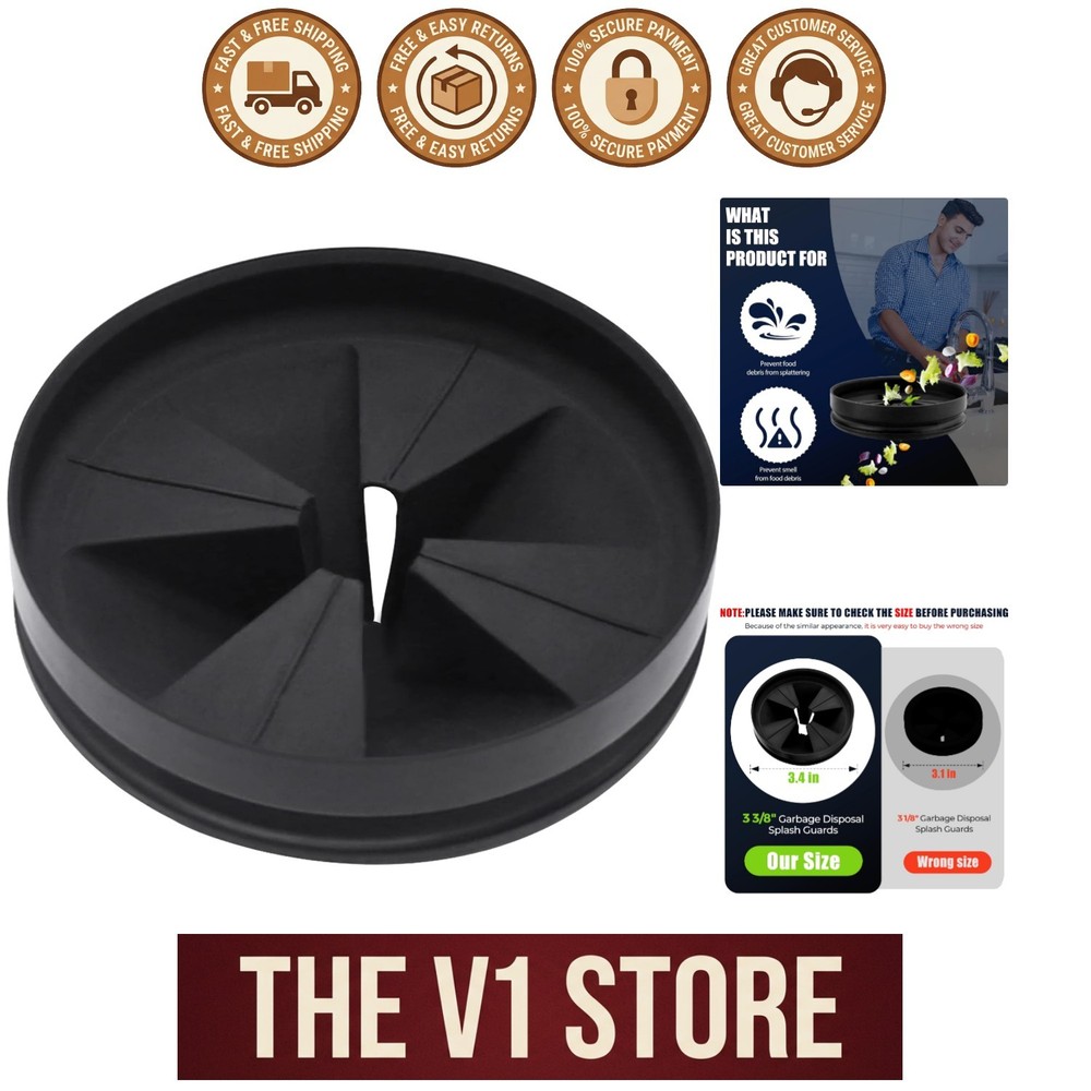 3 3/8" Garbage Disposal Guard with Quiet Collar Design - Deep Black