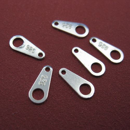 Sterling Silver Flat Quality Tag or Clasp End, 8mm (sold per 10pcs)