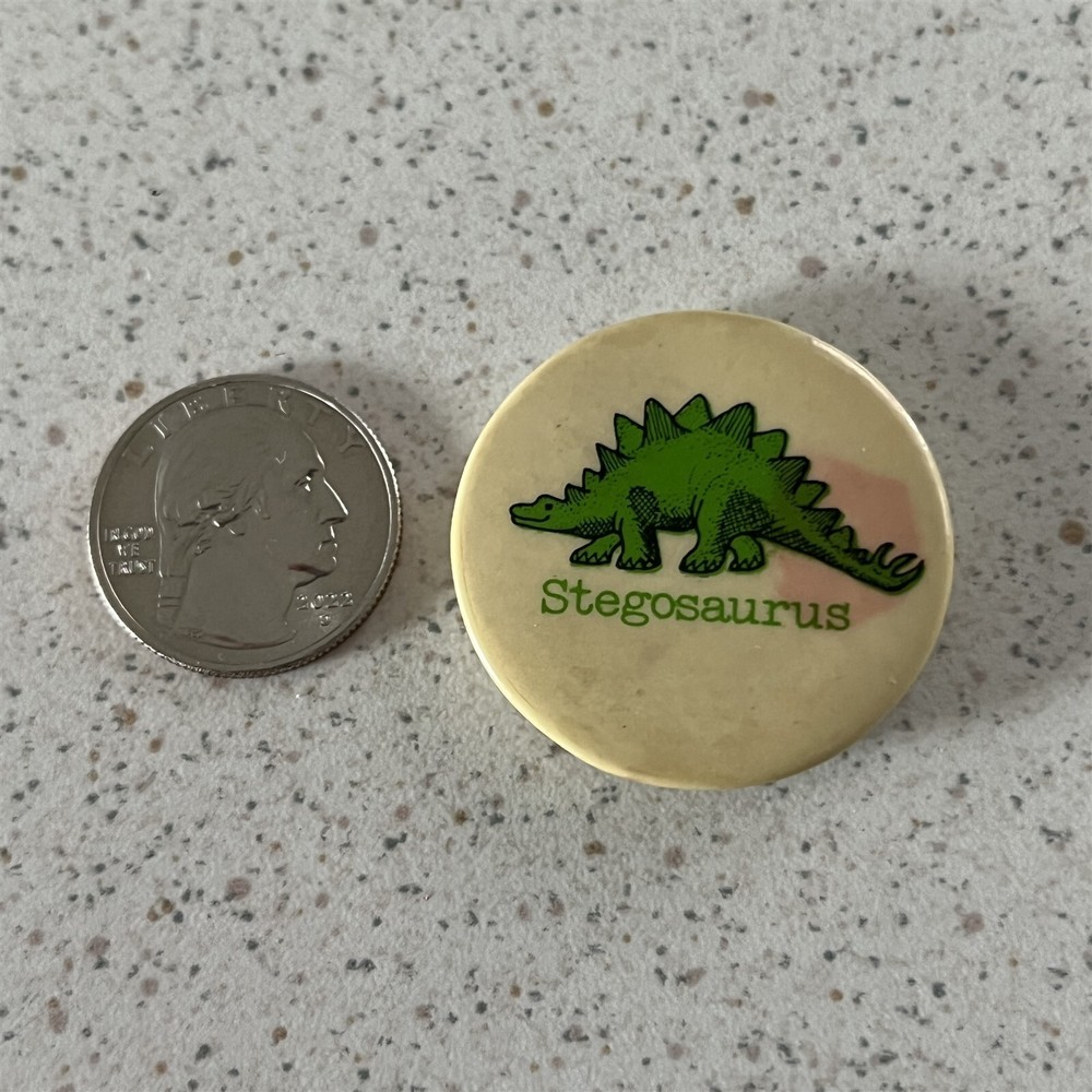 Vintage Stegosaurus Dinosaur Pinback Button #45326