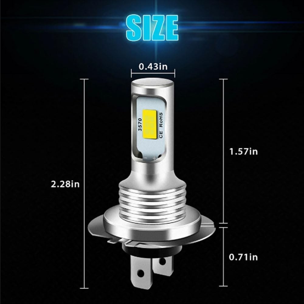 H7 LED Headlight Bulb (4-Pack) H7 80W 3570 2SMD 6000K High Bright Decoding Light