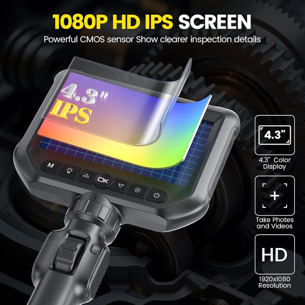 2-Way Articulating Borescope Camera with Light Endoscope Inspection Camera IP67