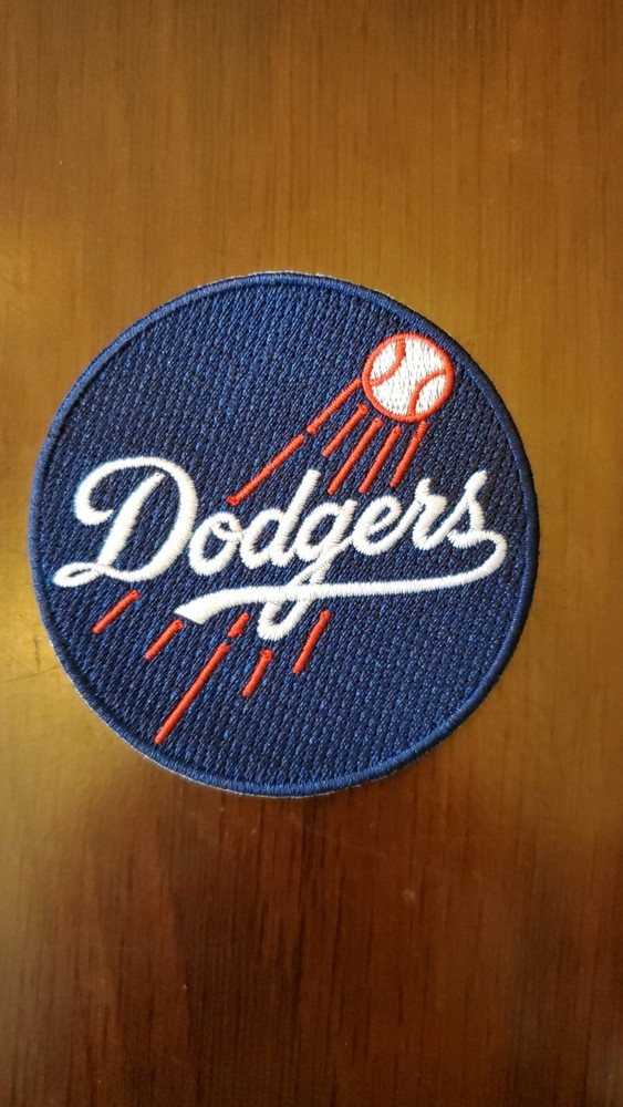 LA Dodgers Round Style Patch. Embroidered. Iron On Backing. 3"x3"