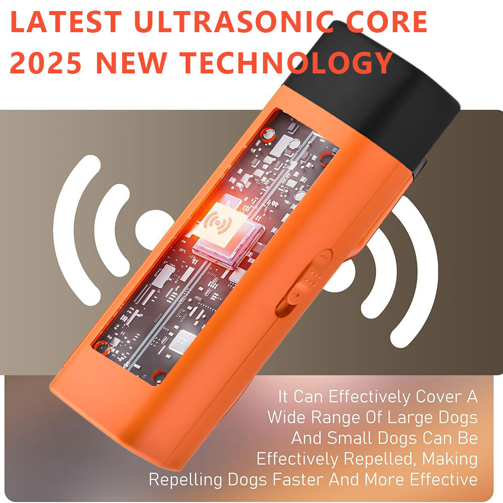 Ultrasonic Dog Repeller Anti Stop Bark Device Humane Pet Train Tool Flashlight