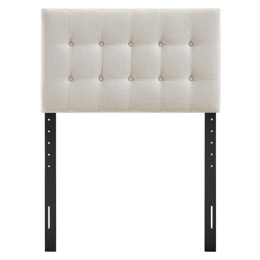 Emily Fabric Upholstered Twin Size Headboard in Linen