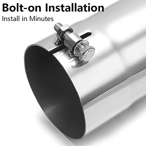 Turn Down Exhaust Tip Polished Tailpipe Tip with & Outlet 12" 4" Inlet Silver