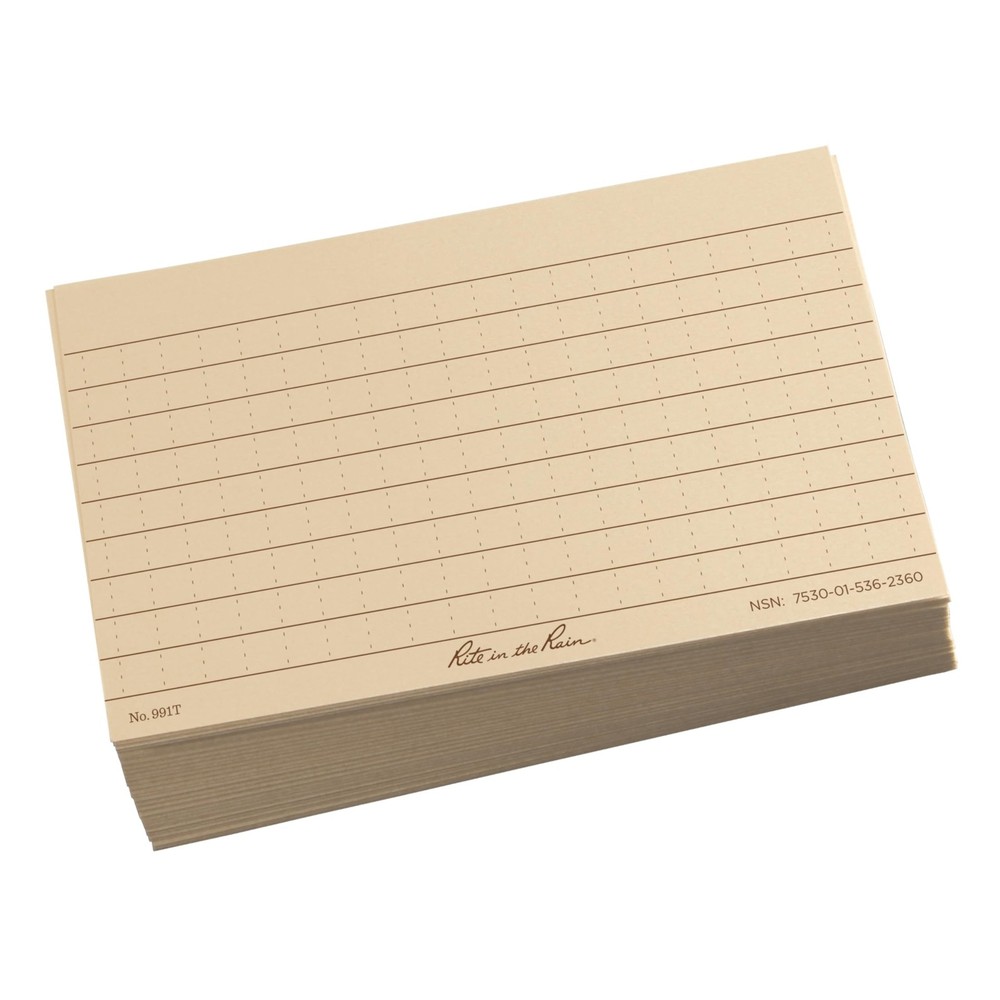 Weatherproof Index Cards, 3 x 5, Universal Pattern, Tan No. 991T