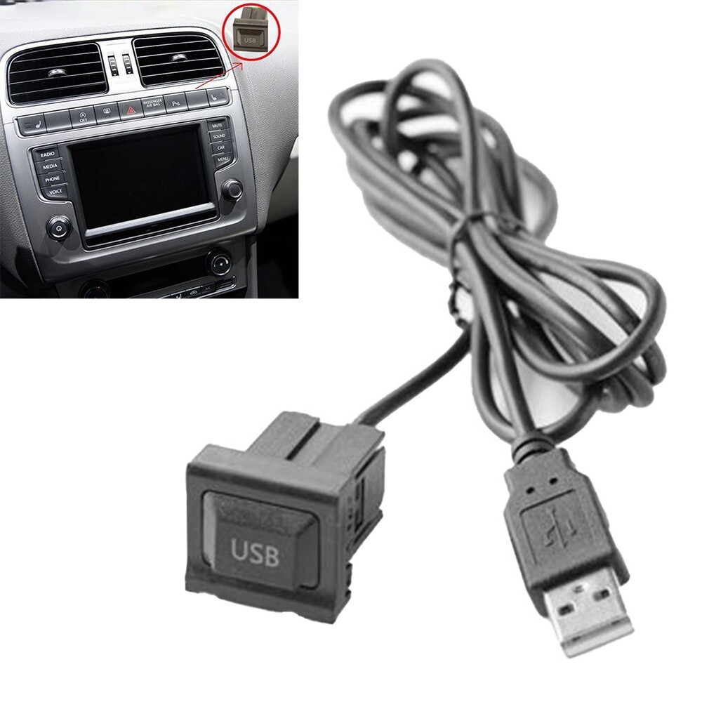 Car for DASH Flush Mount AUX USB Port Panel Dual USB Extension Adapter Cable