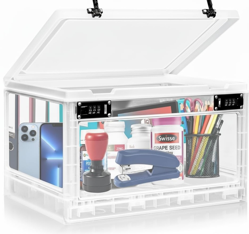 Large Medicine Lock Box, Personal Items Lockable Container for Phone/Tablet/IPad