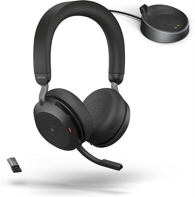 New Jabra Evolve2 75 Bluetooth Wireless Headset - Black, USB-C, Charging Pad