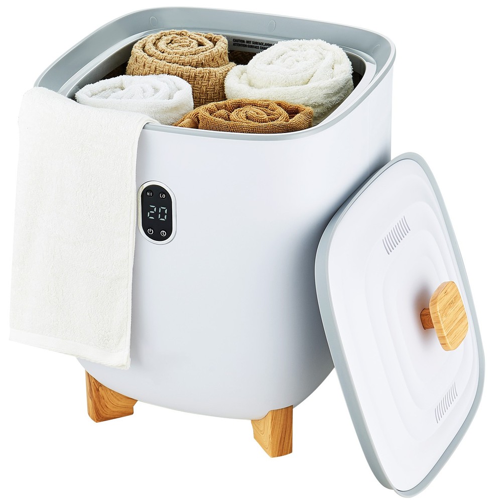 Uimoso 25L Towel Warmer Bucket w/ LED Screen Bottom Heating Columns Timer White