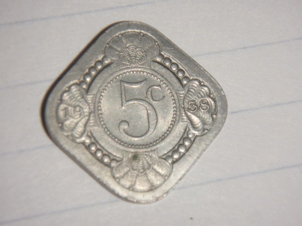 1938 NETHERLANDS 5 CENTS Coin