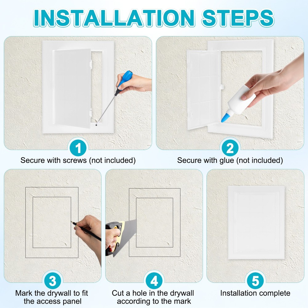 1-Pack Access Panel for Drywall, 5.7x8" Plastic Wall Hole Cover [White]