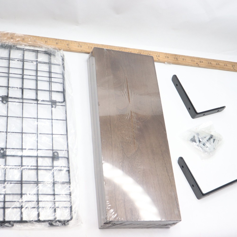 Space-Saving Wooden Bathroom Shelf with Wire Basket 7122482476
