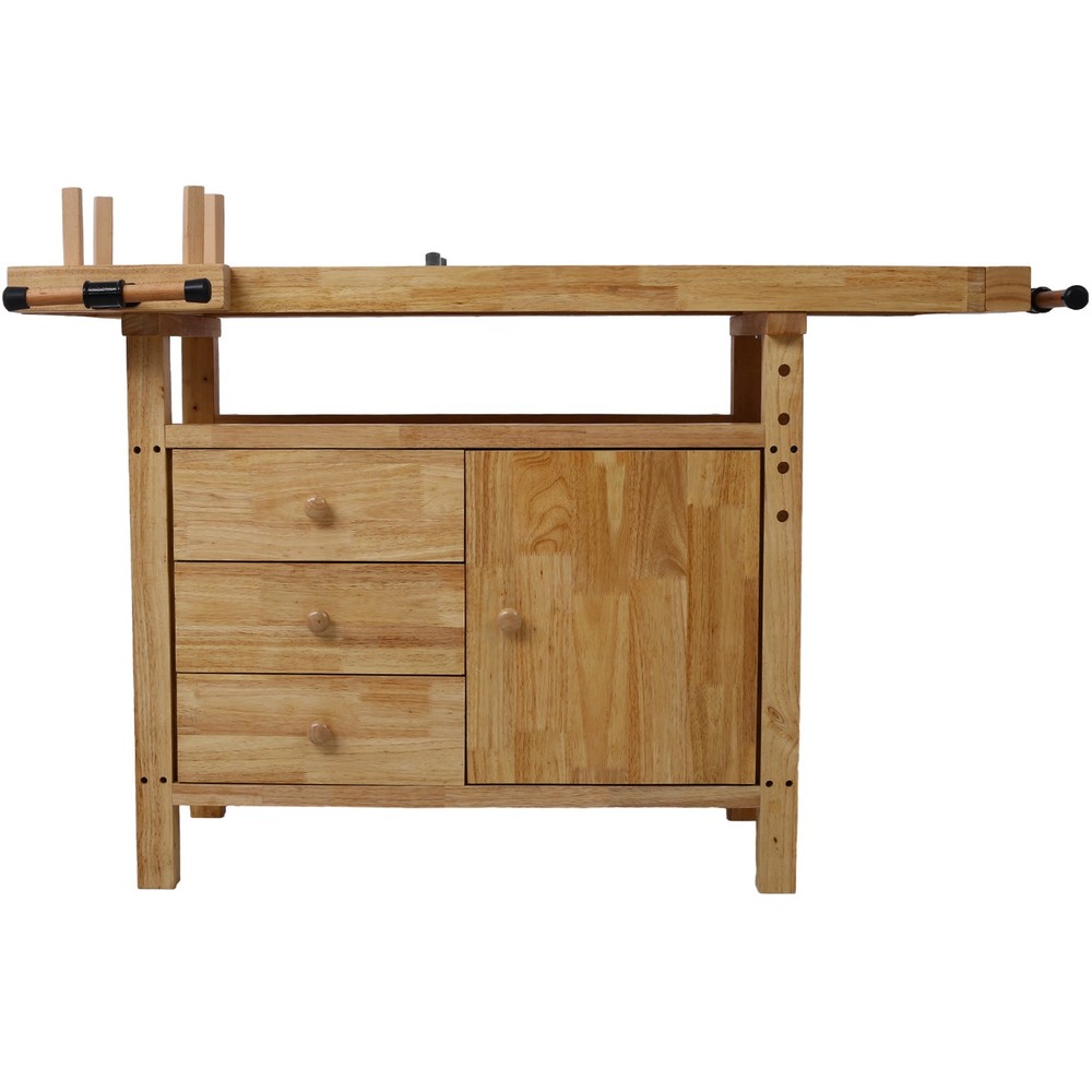 Wood Workbench, Sturdy Wooden Workbench for Garage Workshop and Home Use