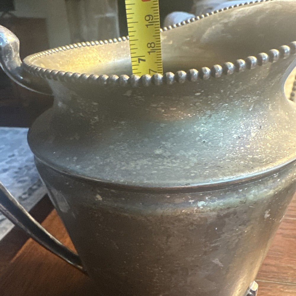 ANTIQUE BRITISH HS SILVER CO. FOOTED PITCHER SILVER ON COPPER W/MARKS