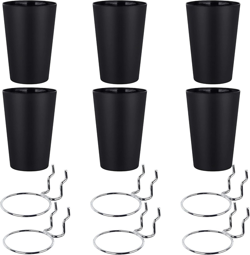 6 Set Ring Style Pegboard Hooks with Cups - Durable Storage for Crafts & Garage
