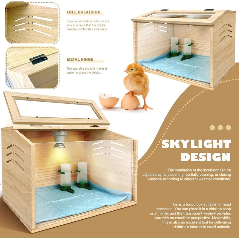 Chick Brooder Box Kit W/ Heating Lamp Feeder Thermometer Small Animals New