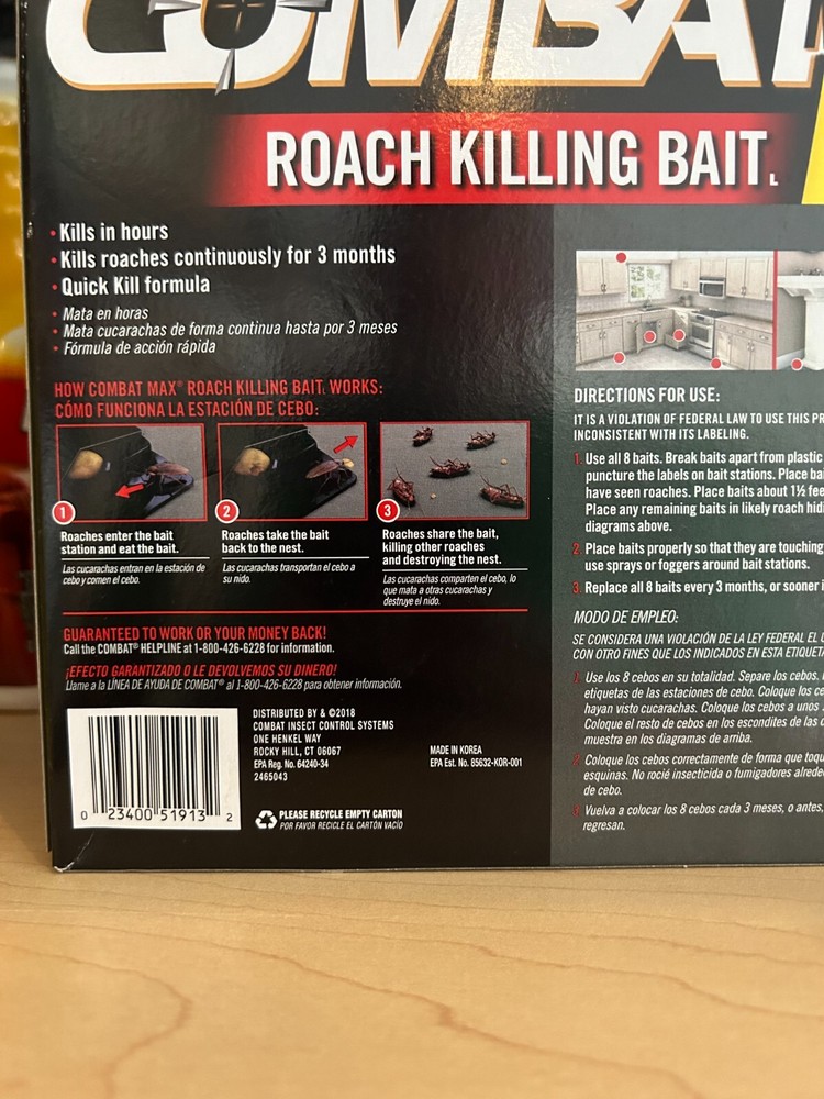 6-pack lot (26 total Stations) Combat Max Roach Killing Bait Small & large