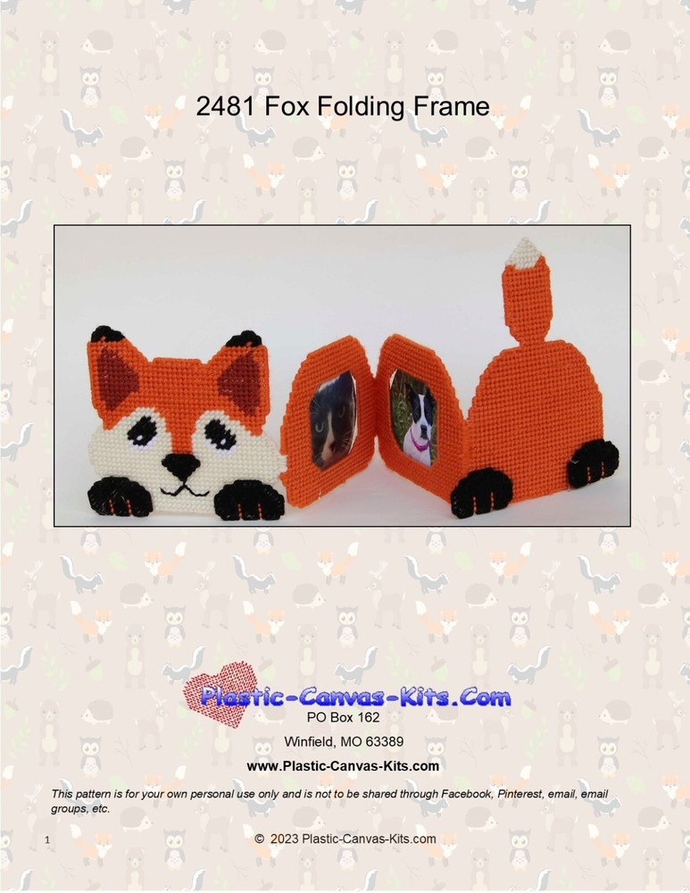 Fox Folding Frame-Plastic Canvas Pattern or Kit