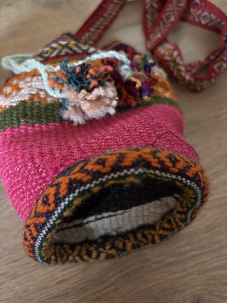 Colorful Peruvian Wool Boho Shoulder Bag Handwoven with Tassles