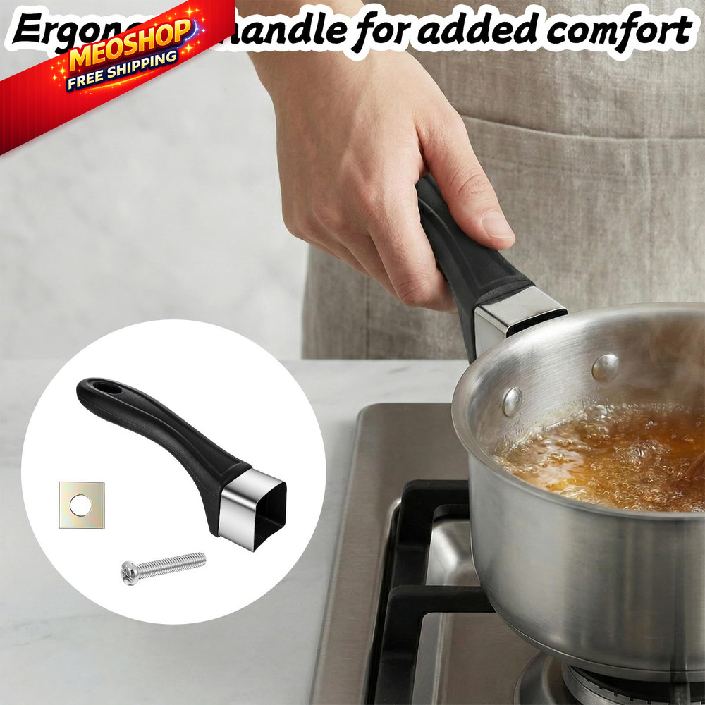 Bakelite Pot Handle, Big Scald-Proof Long Handle Replacement Grip, Black