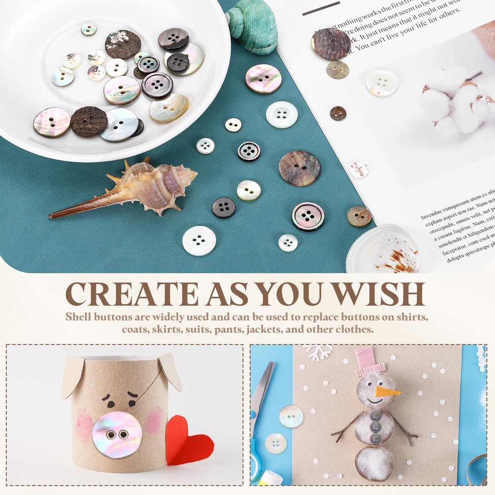 25Pcs 2 Hole 20mm Natural Shell Button with Sewing Thread Kit, Colorful