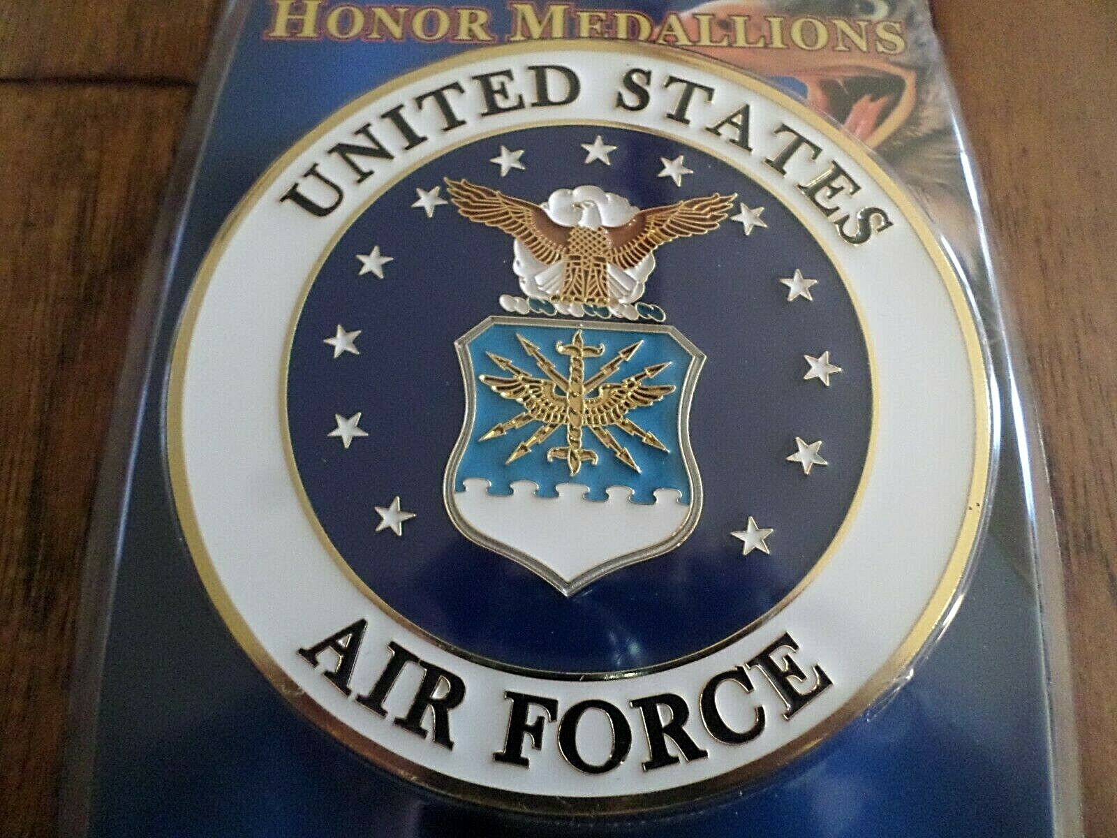 U.S AIR FORCE METAL MEDALLION ENAMEL SHADOW BOX PRESENTATION EMBLEM PLAQUE 4 X 4