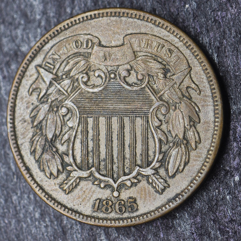 1865 "High Grade, Fancy 5" 2C Two Cent Piece - COINGIANTS -