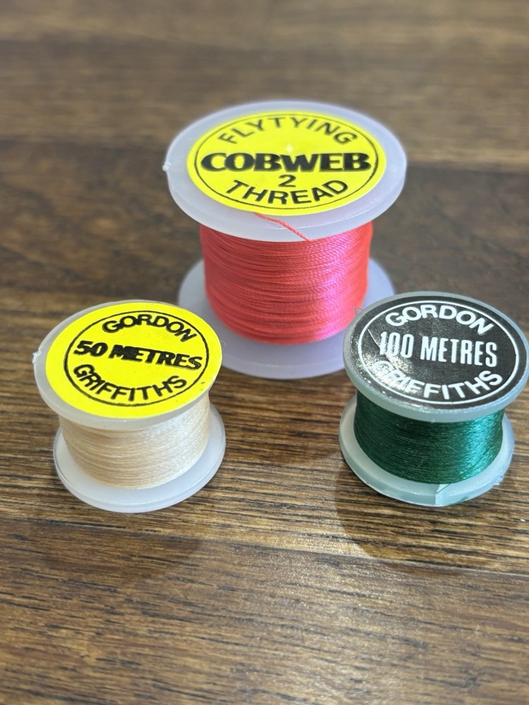 3 SPOOLS Fly Tying Thread, Gordon Griffiths Cobweb Superfine Nice colours NEW