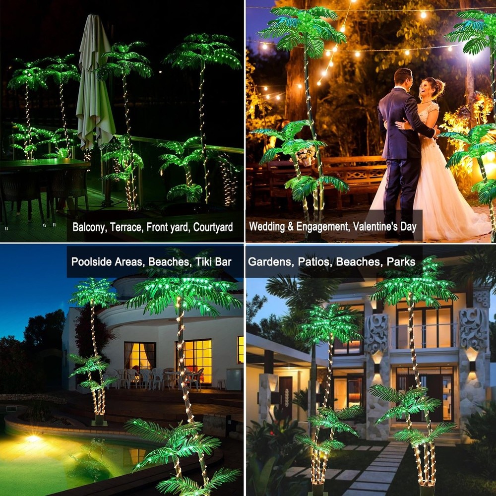 SOSHOT 7FT Lighted Artificial Palm Tree 260 LED