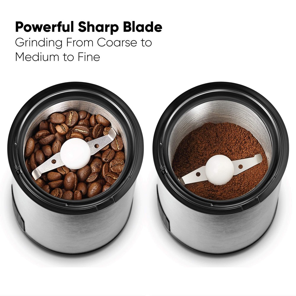 Electric Coffee Grinder and Spice Mill with Safety Lock System – Rustproof St...