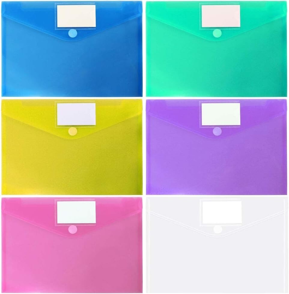 11 Pack Plastic Poly Filing Envelopes Clear Document Folders Letter A4 Size