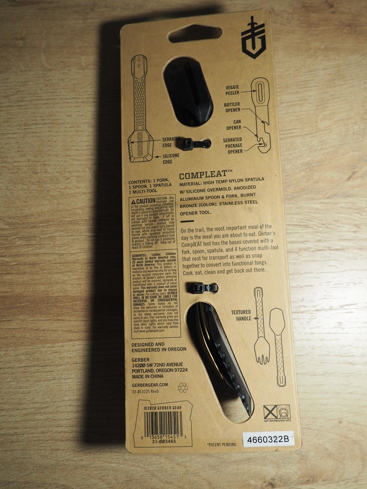 Gerber ComplEAT Utensil Set - Fork - Spoon - Spatula - Multitool - Can Opener