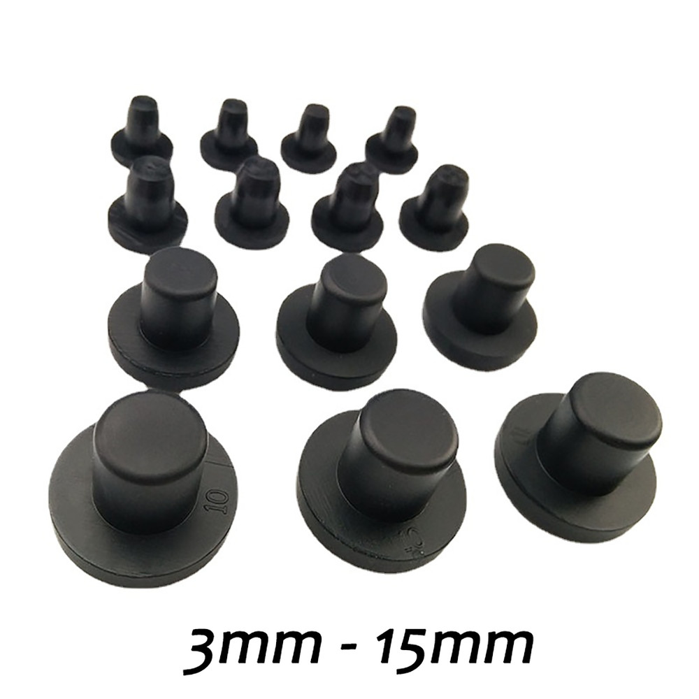 Round Solid Silicone Rubber Drill Hole Plugs Push In Compression Stem 3mm~15mm