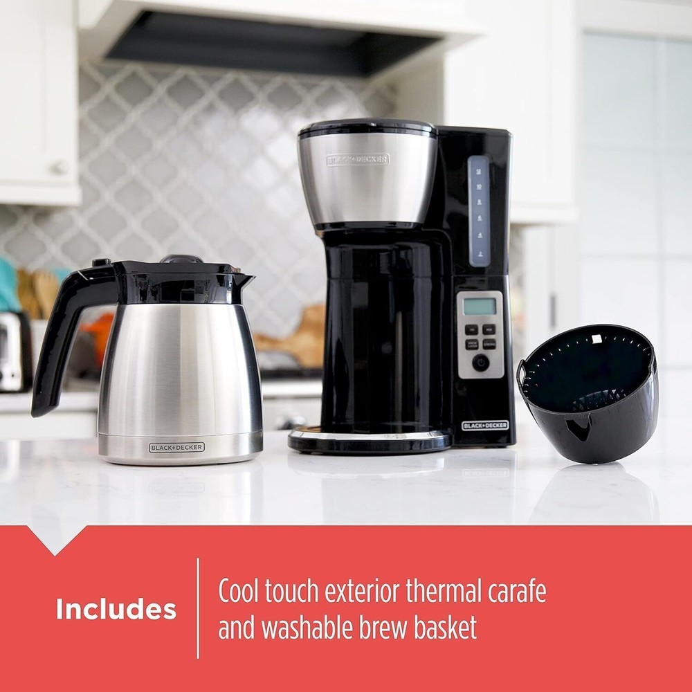 12 Cup Thermal Programmable Coffee Maker with Brew Strength Stainless Steel