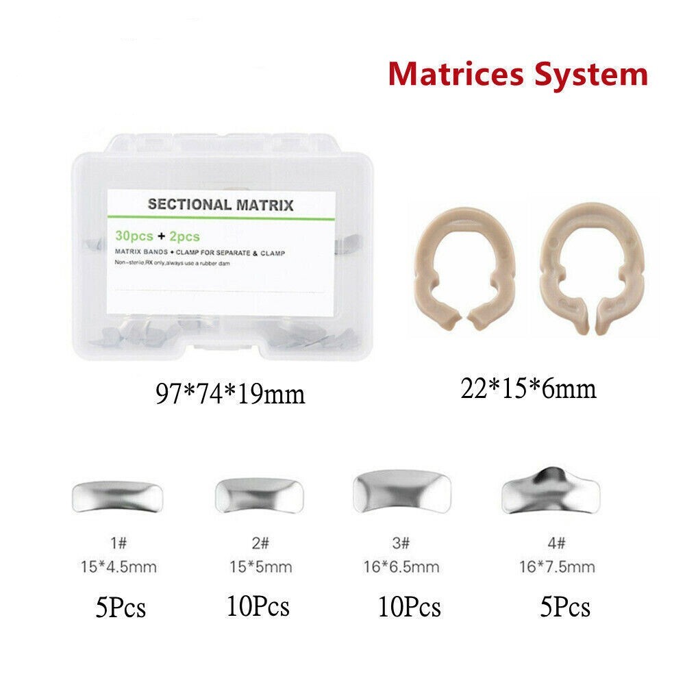Dental Sectional Contoured Matrices Matrix Bands Clamping Separating Ring Kit