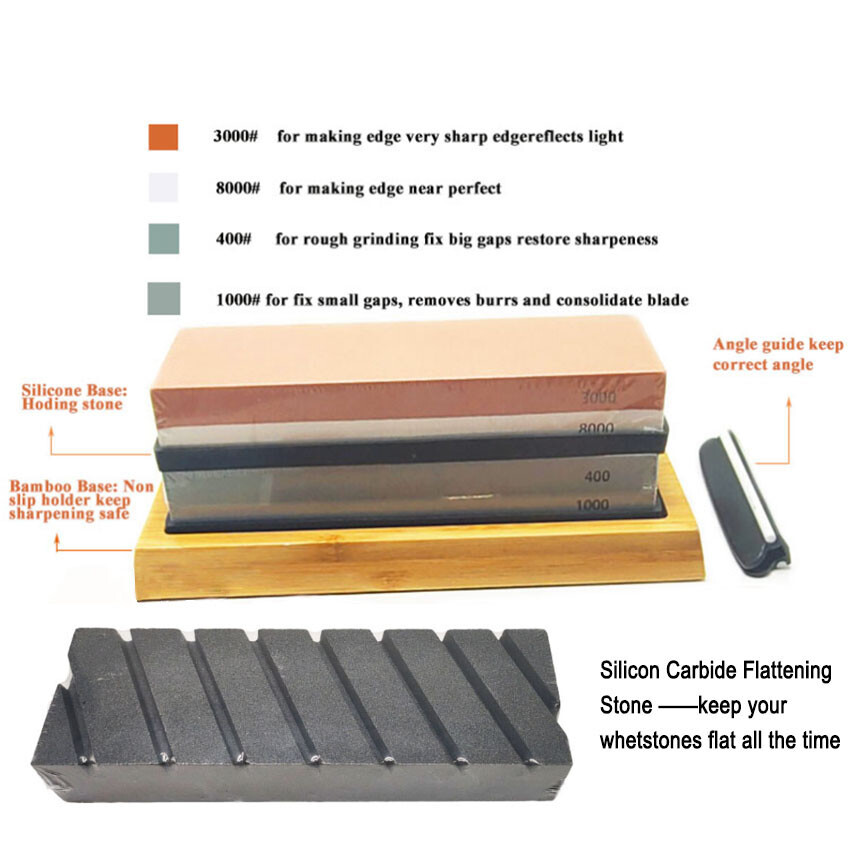 Whetstone Knife Sharpener Stone Grit 400/1000 3000/8000 Sharpening Stone Set