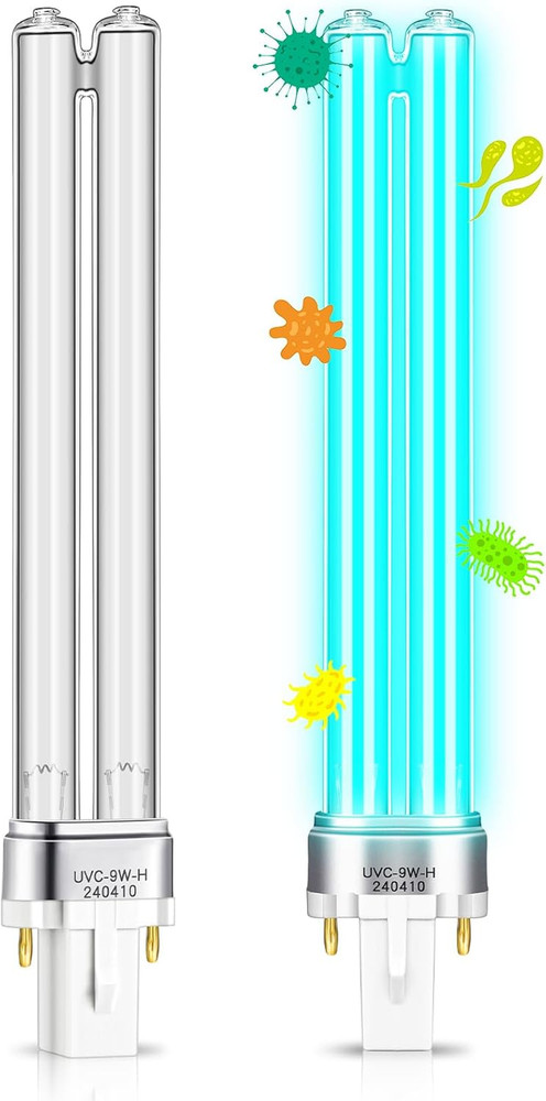 2 Pcs 9 Watt UV Bulb Replacement for Pond Filter Aquarium G23 Base Replacement L