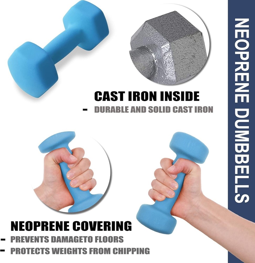 Durable Cast Iron Neoprene Dumbbells - Versatile Set for Indoor Workouts