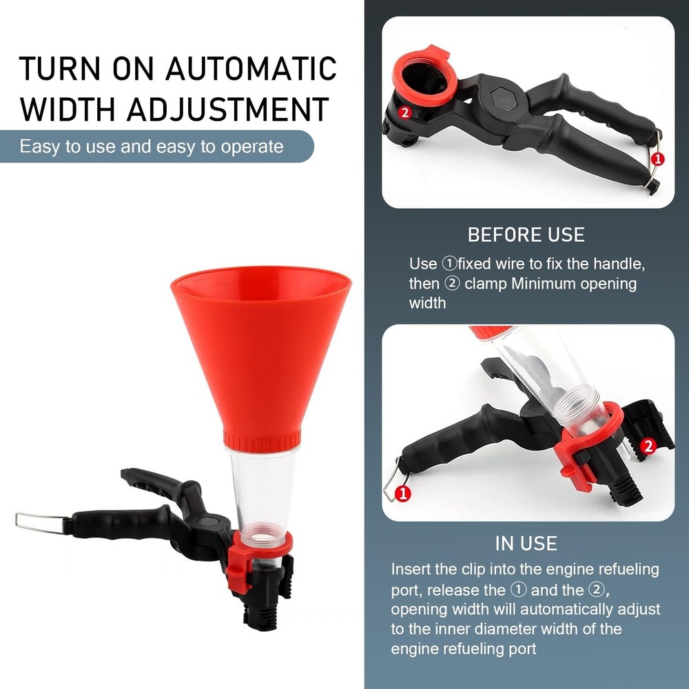 Prywog 1 PC Automobile Engine Fuel Funnel, Self-Locking Structure Red