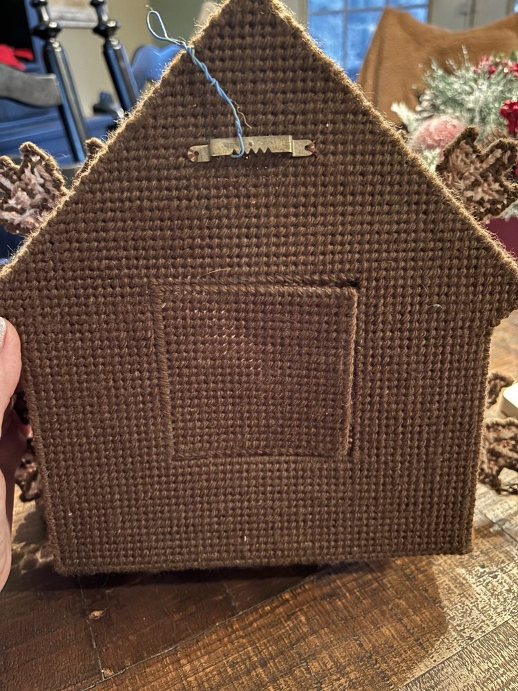 VTG Needlepoint Cuckoo Clock Working Battery Operated