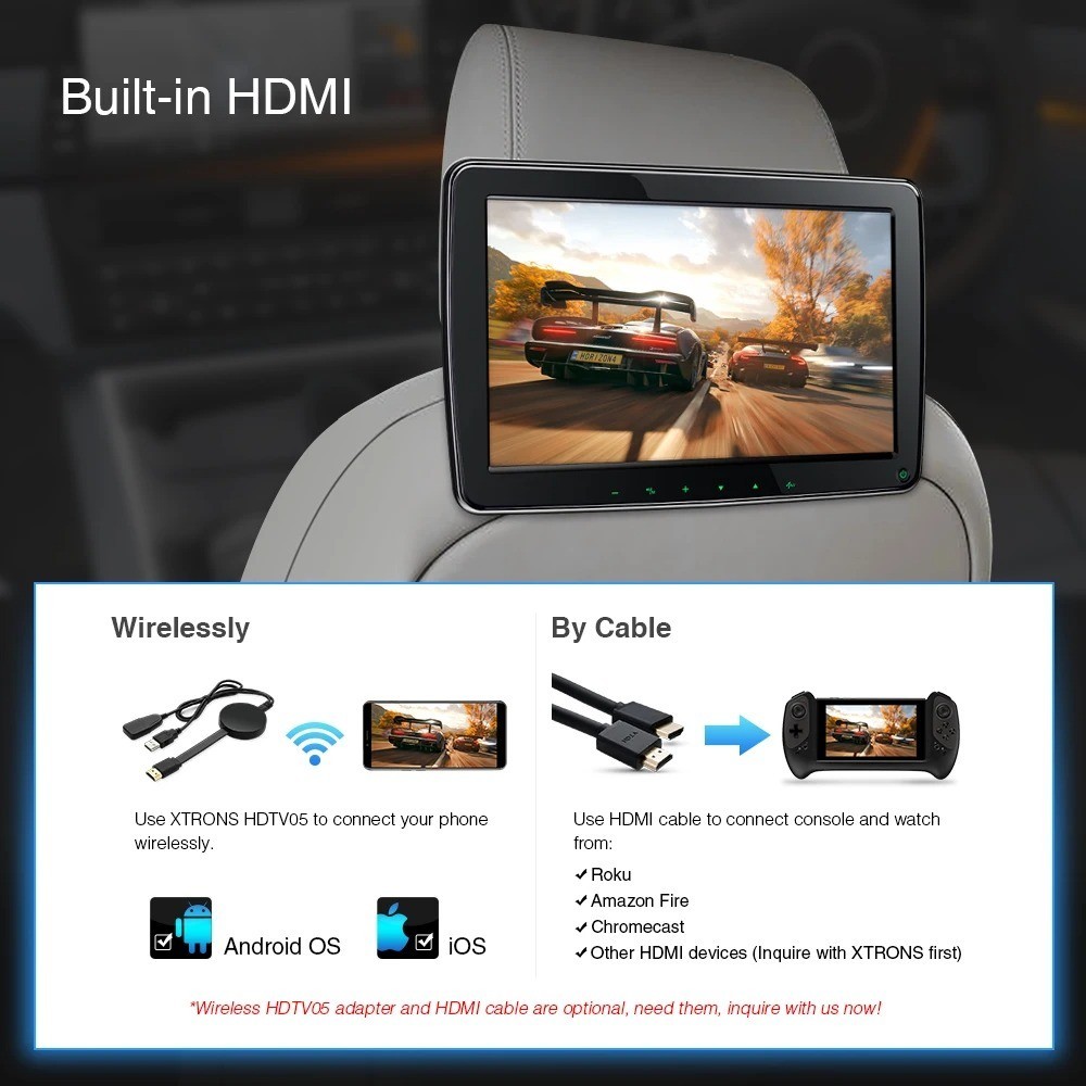 XTRONS 11.6” Car Headrest TV – IPS Screen Portable Multimedia Player | USB & SD