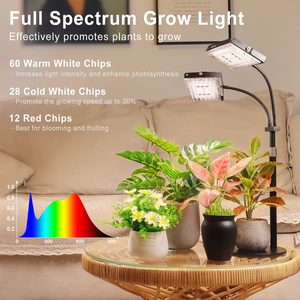 LBW Plant Grow Light, Full Spectrum dual-head timer, Medium-Two Head Timer