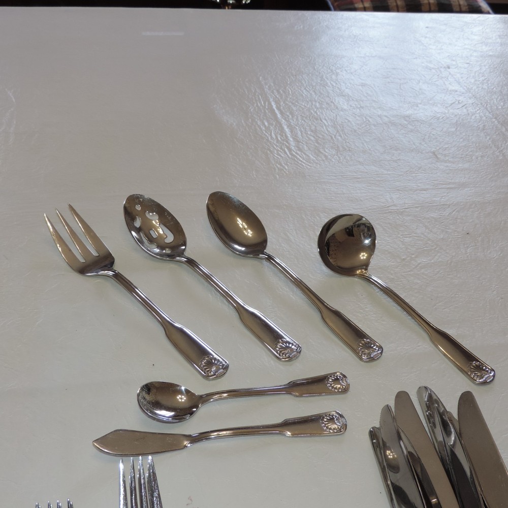 Cambridge SHELL Stainless Flatware 12 7-pc Place Settings + Serving 100 Pieces